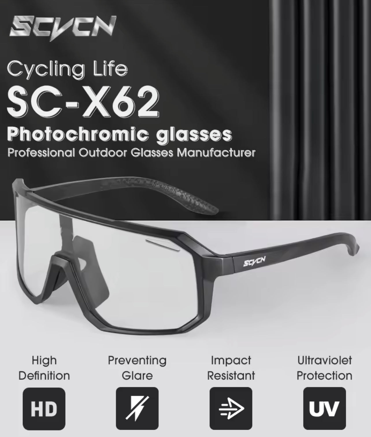 Photochromic Cycling Sunglasses MTB Glasses Road Bike Cycling UV400