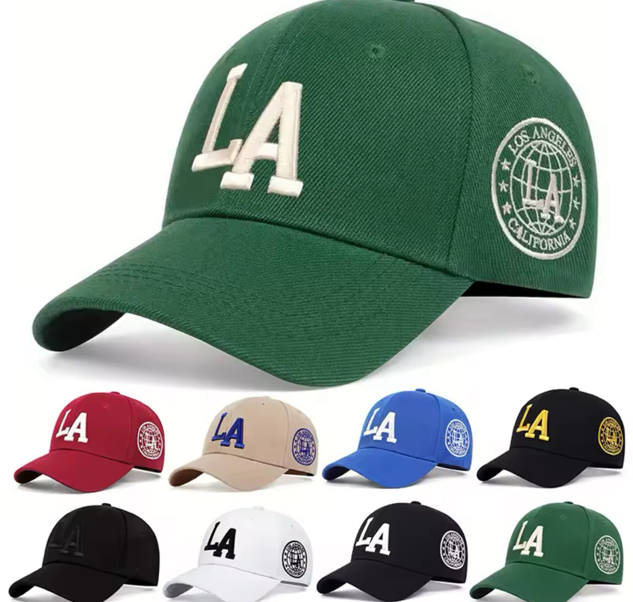 Unisex La Letter Embroidery Baseball Caps Spring and Autumn Outdoor Adjustable Casual Hats Sunscreen Hat