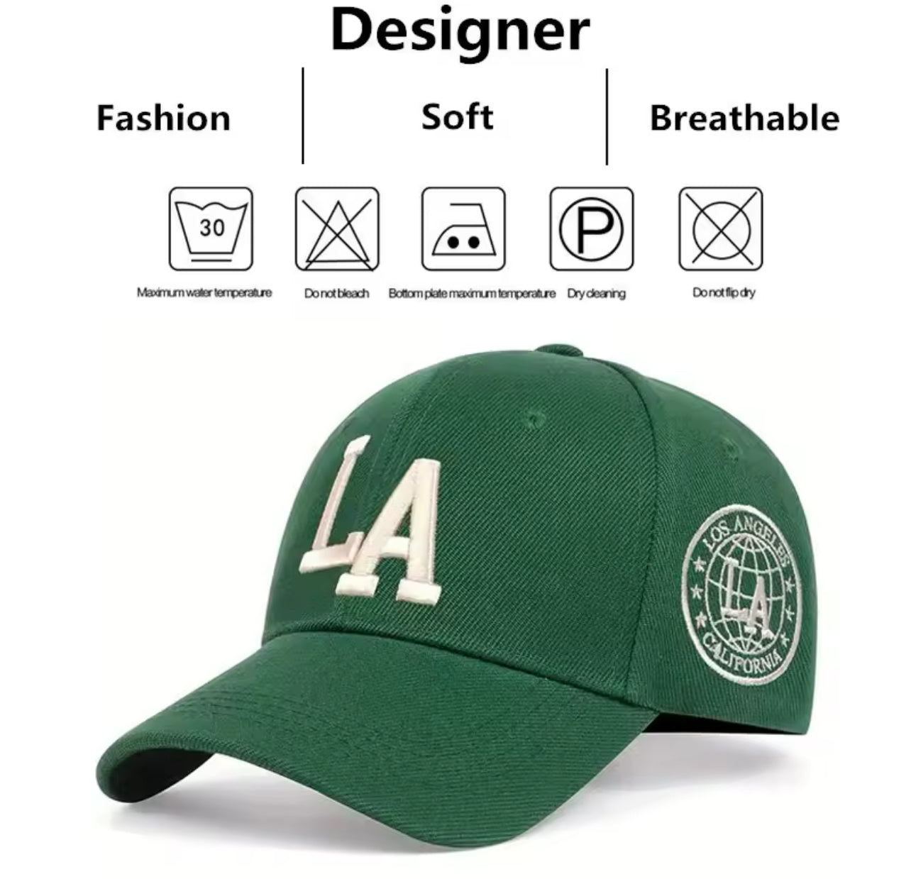 Unisex La Letter Embroidery Baseball Caps Spring and Autumn Outdoor Adjustable Casual Hats Sunscreen Hat