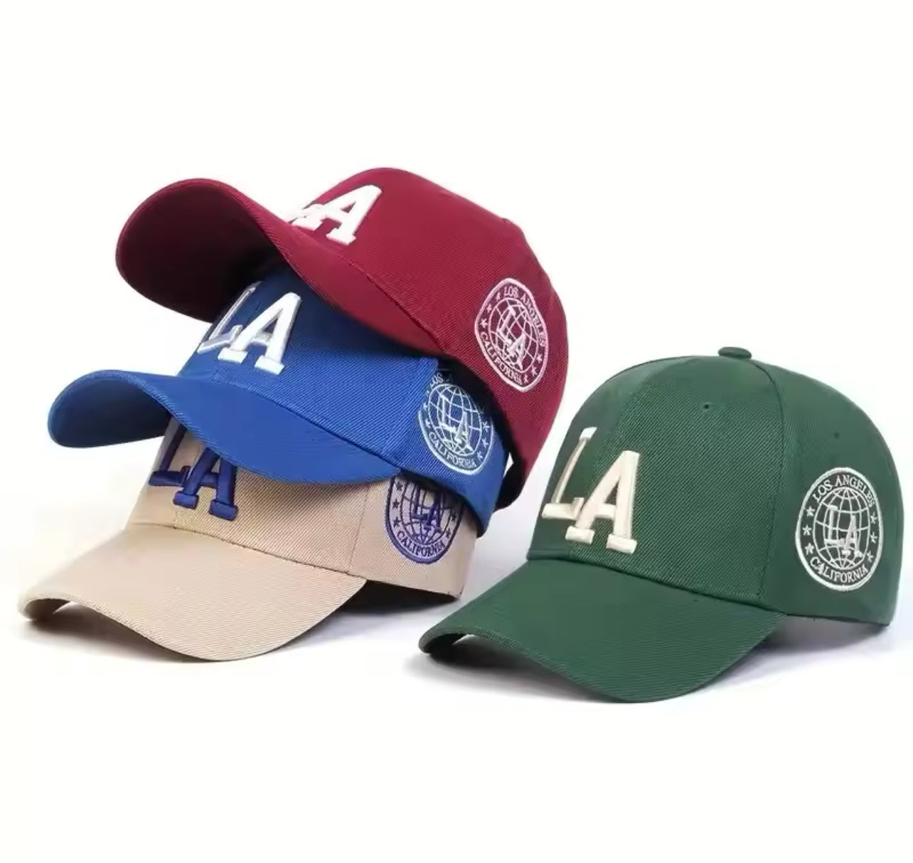 Unisex La Letter Embroidery Baseball Caps Spring and Autumn Outdoor Adjustable Casual Hats Sunscreen Hat