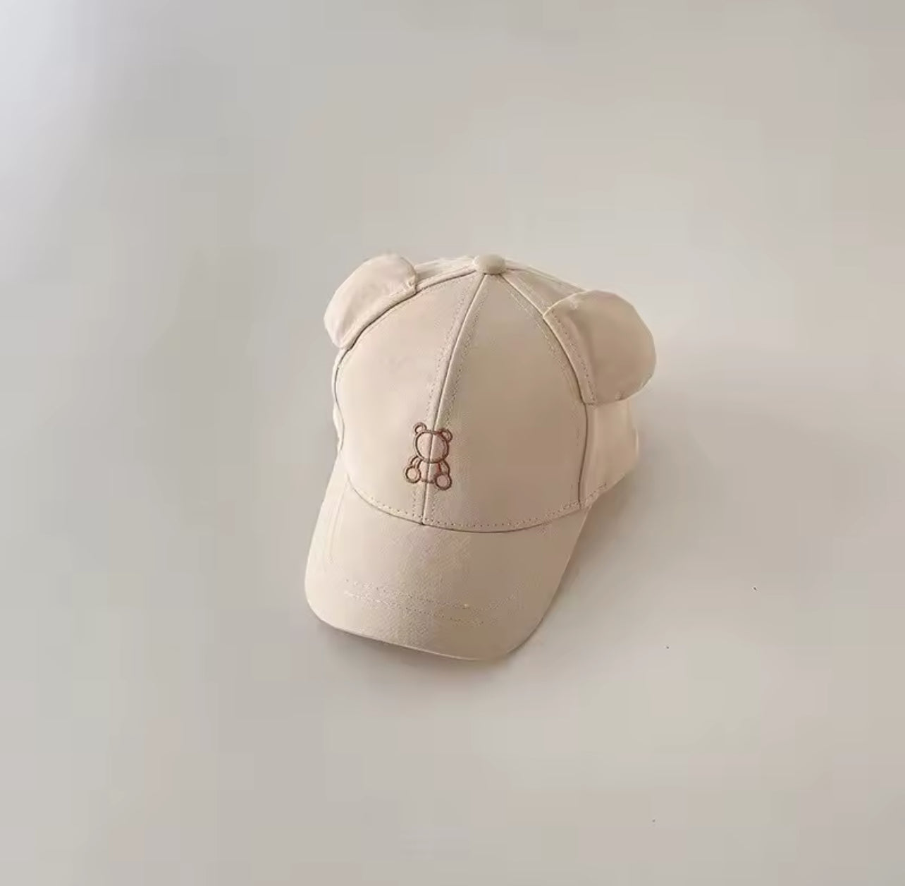 Cartoon Bear Baby Baseball Cap|Cute Solid Color |Toddler Sun Hat with Ears |Summer Adjustable Kids Boy Girl Peaked Cap