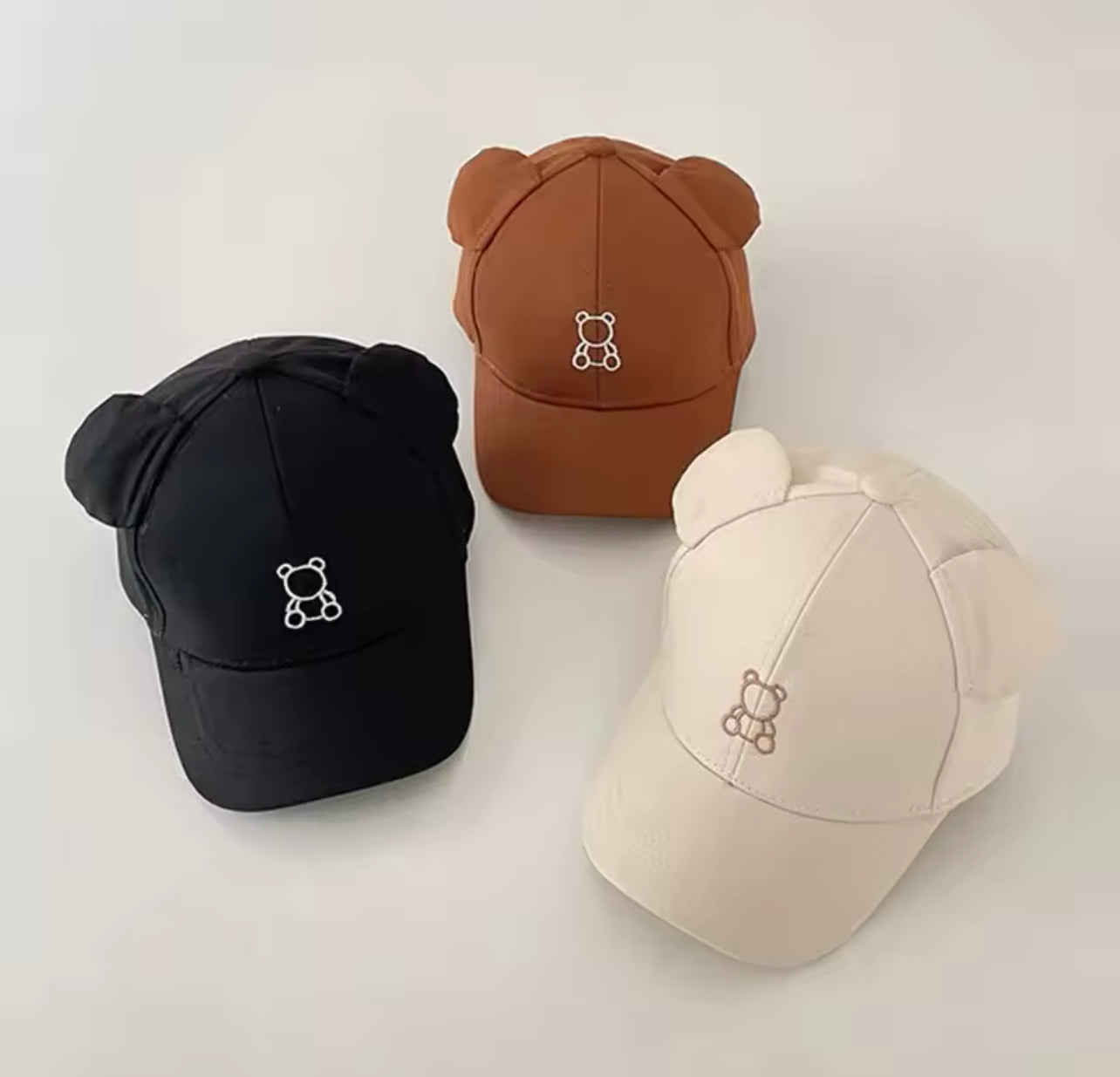 Cartoon Bear Baby Baseball Cap|Cute Solid Color |Toddler Sun Hat with Ears |Summer Adjustable Kids Boy Girl Peaked Cap