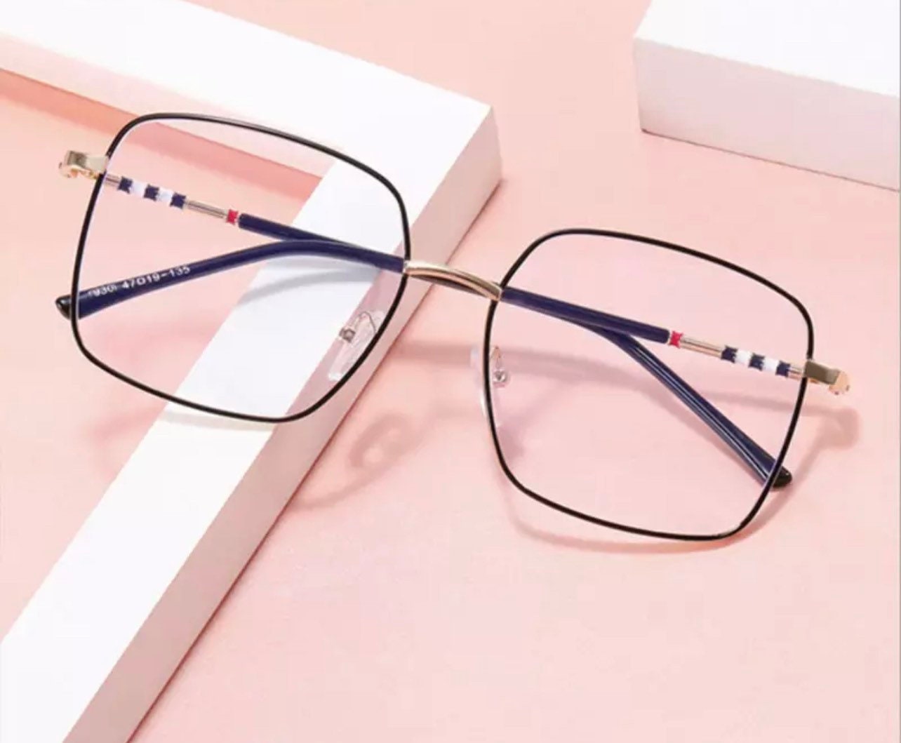 New Anti-Blue Light Fashion Metal Square Glasses |Women Men| Frame Oversized Optical Eyeglasses Frames
