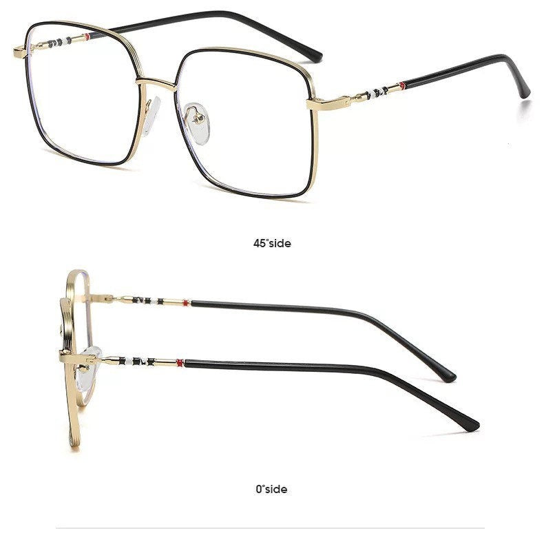 New Anti-Blue Light Fashion Metal Square Glasses |Women Men| Frame Oversized Optical Eyeglasses Frames