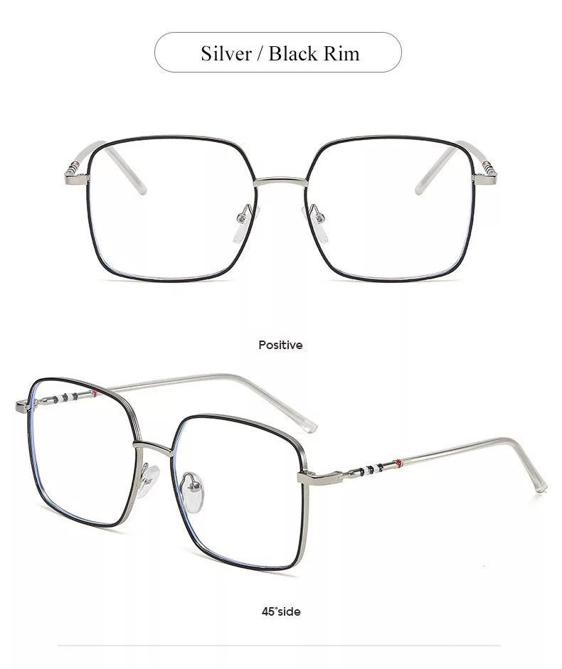 New Anti-Blue Light Fashion Metal Square Glasses |Women Men| Frame Oversized Optical Eyeglasses Frames