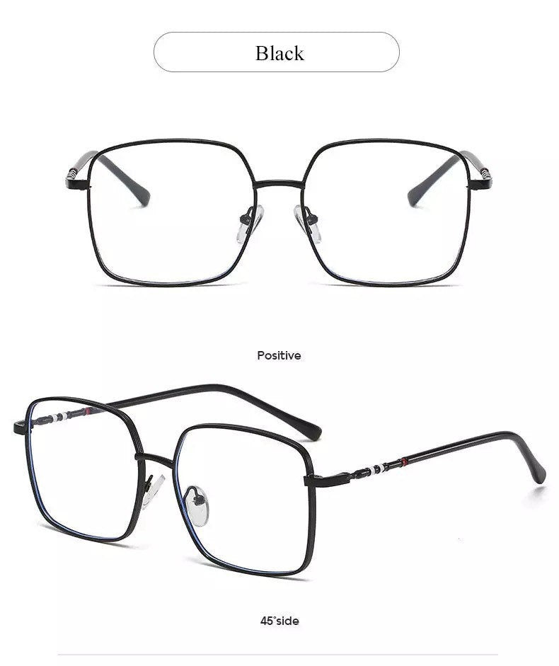 New Anti-Blue Light Fashion Metal Square Glasses |Women Men| Frame Oversized Optical Eyeglasses Frames