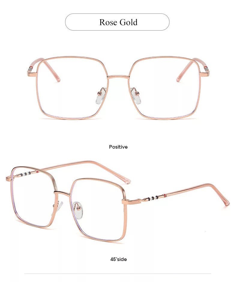 New Anti-Blue Light Fashion Metal Square Glasses |Women Men| Frame Oversized Optical Eyeglasses Frames