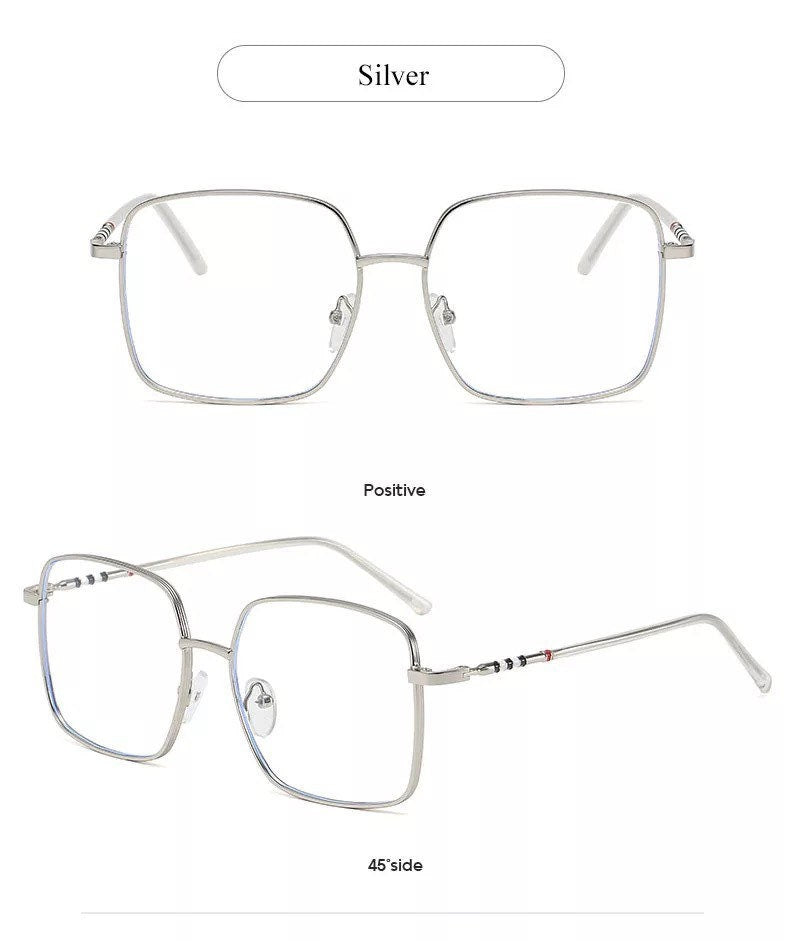 New Anti-Blue Light Fashion Metal Square Glasses |Women Men| Frame Oversized Optical Eyeglasses Frames