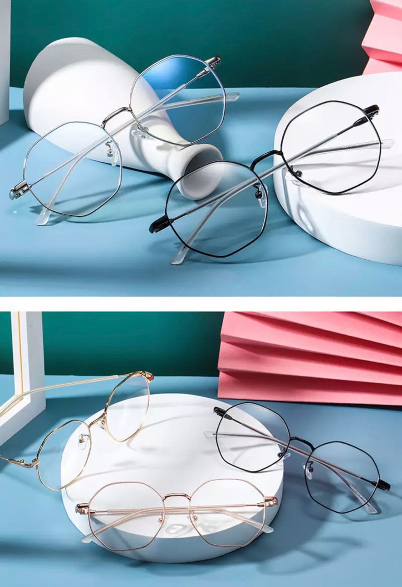 New Anti-Blue Light Fashion |Women Men| Polygons Eyeglasses Frame |Ultralight Metal Optical Glasses Frame|Computer glasses