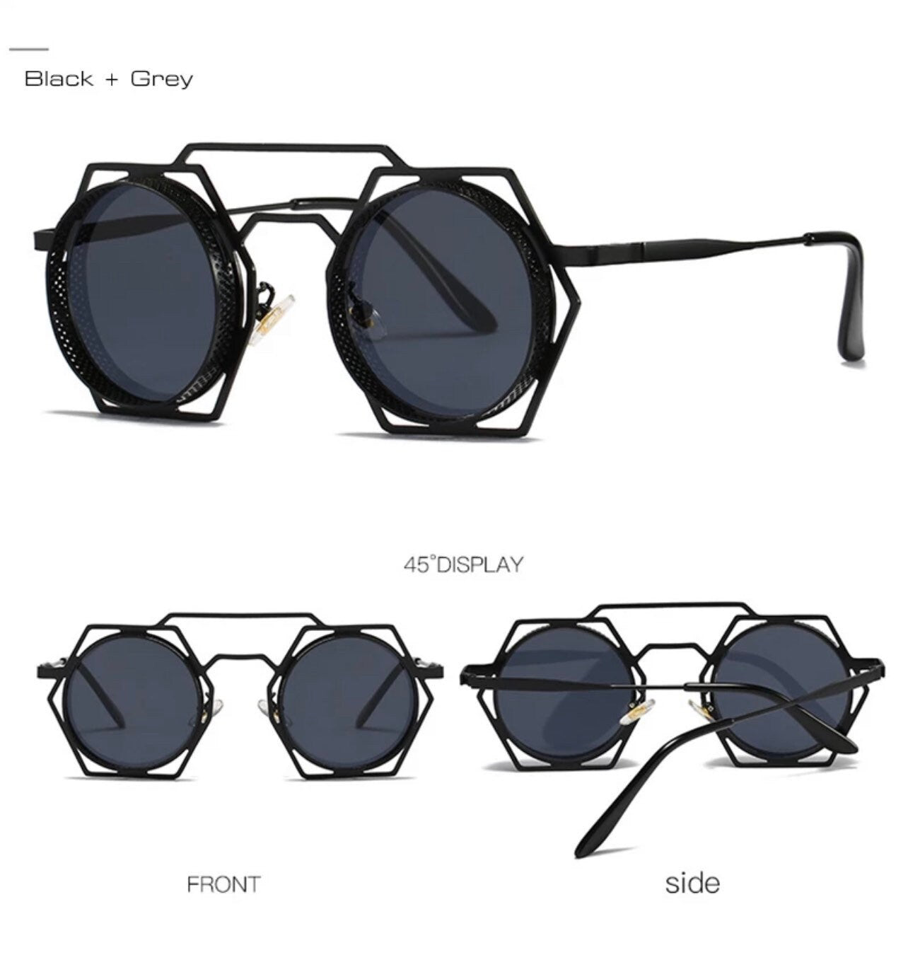 Retro Metal Polygon Hollow Sunglasses |Women Men|Fashion Round Punk | Gradient Mirror Sun Glasses Shades UV400