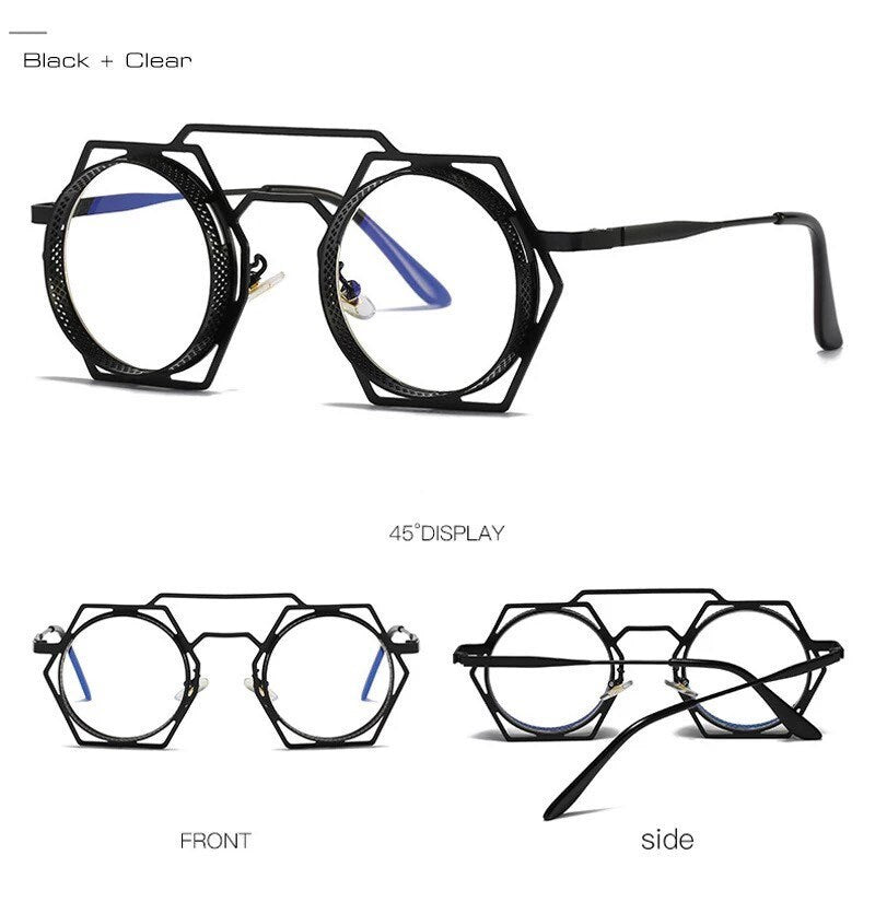 Retro Metal Polygon Hollow Sunglasses |Women Men|Fashion Round Punk | Gradient Mirror Sun Glasses Shades UV400