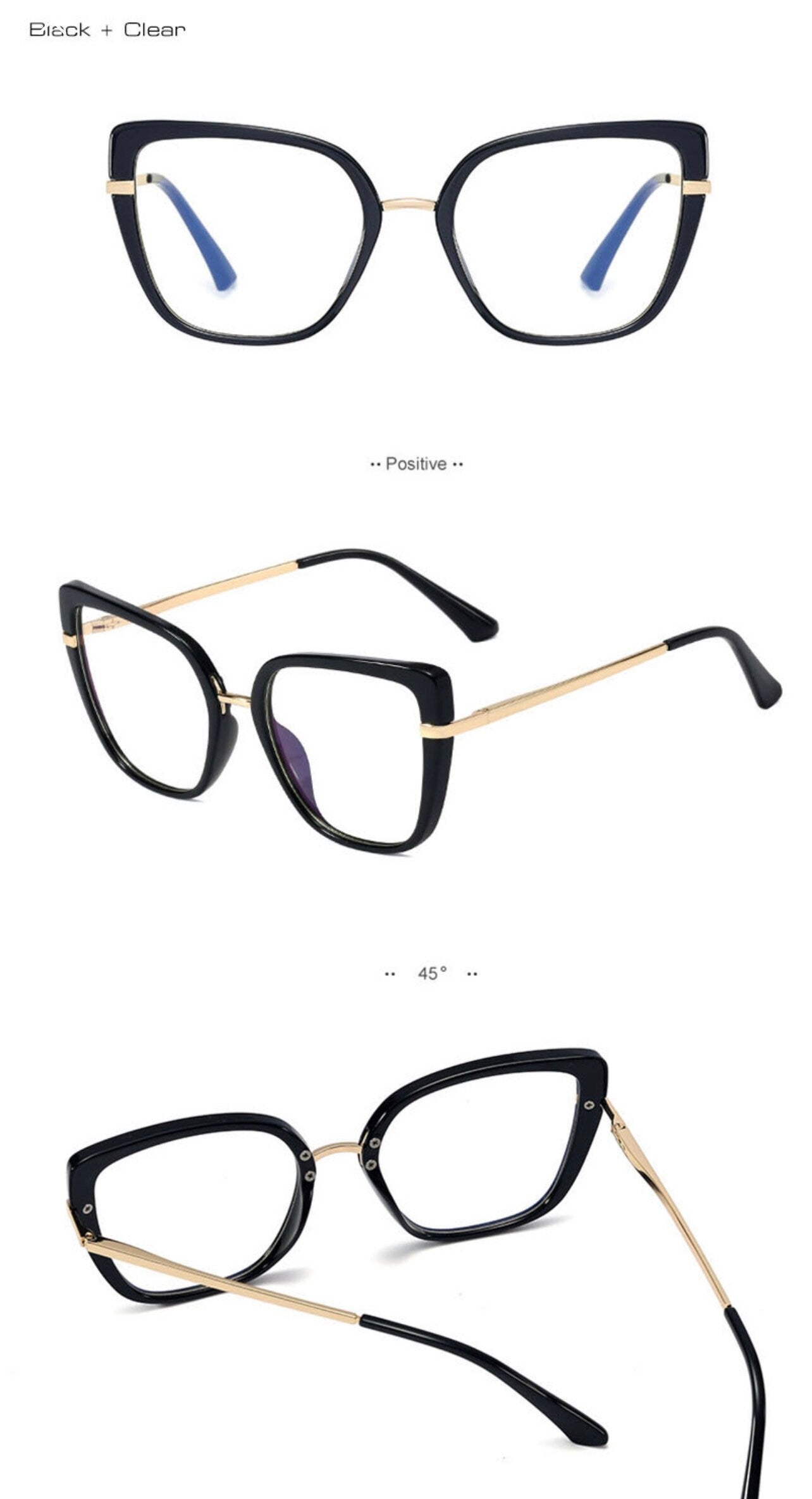 Fashion Cat Eye Eyeglasses Plastic Titanium Anti Blue Glasses Frames Ultralight |Women Men|Optical Fashion Computer Glasses