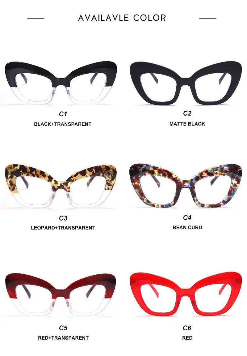Cat Eye Transparent Glasses Women Gradient Leopard Big Frame Optical Fashion Computer Prescription Eyeglasses Vintage Glasses