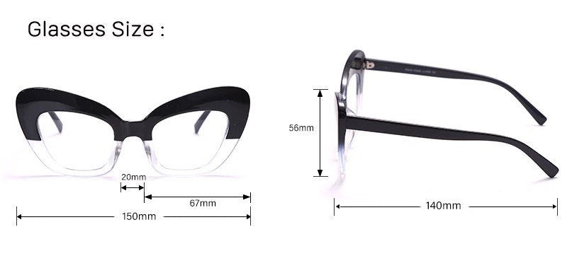 Cat Eye Transparent Glasses Women Gradient Leopard Big Frame Optical Fashion Computer Prescription Eyeglasses Vintage Glasses