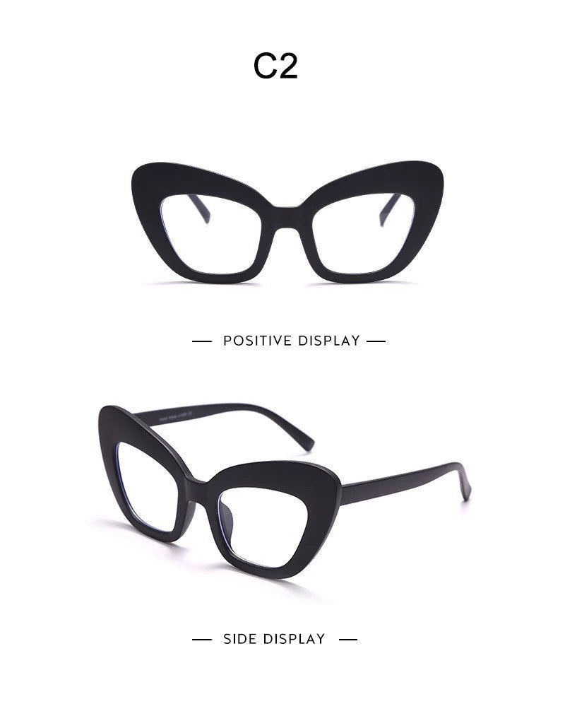 Cat Eye Transparent Glasses Women Gradient Leopard Big Frame Optical Fashion Computer Prescription Eyeglasses Vintage Glasses