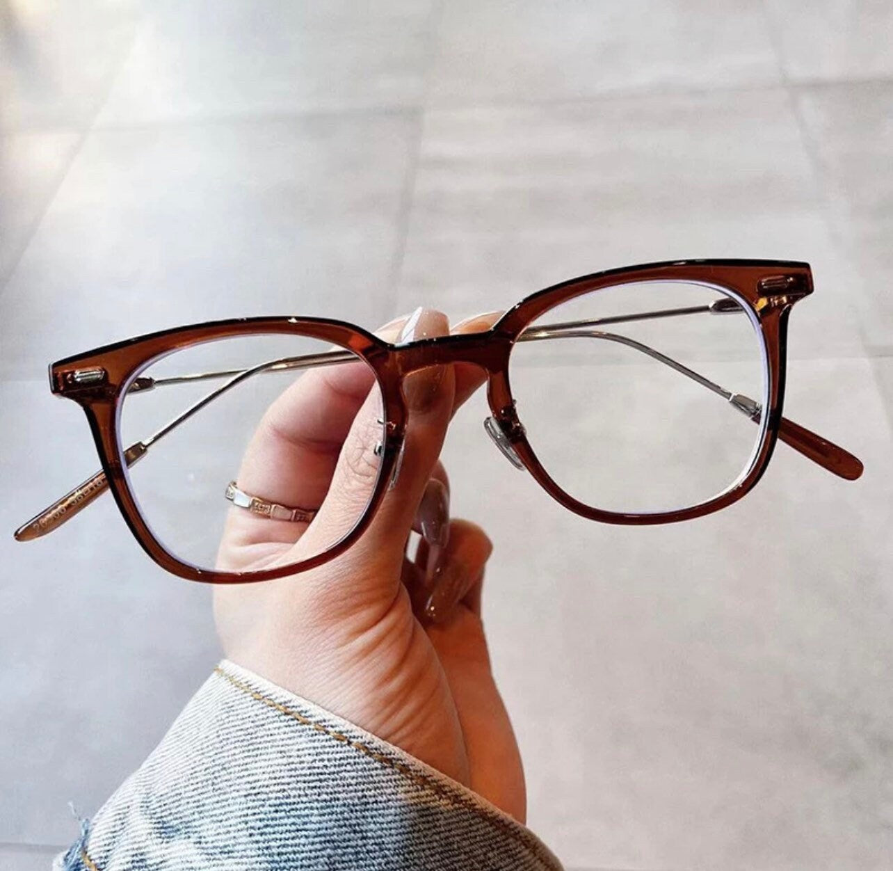 Retro TR90 Metal Square |Women Men| Glasses Frame Rivets Decoration |Anti Blue Light| Optical Frame Computer Glasses