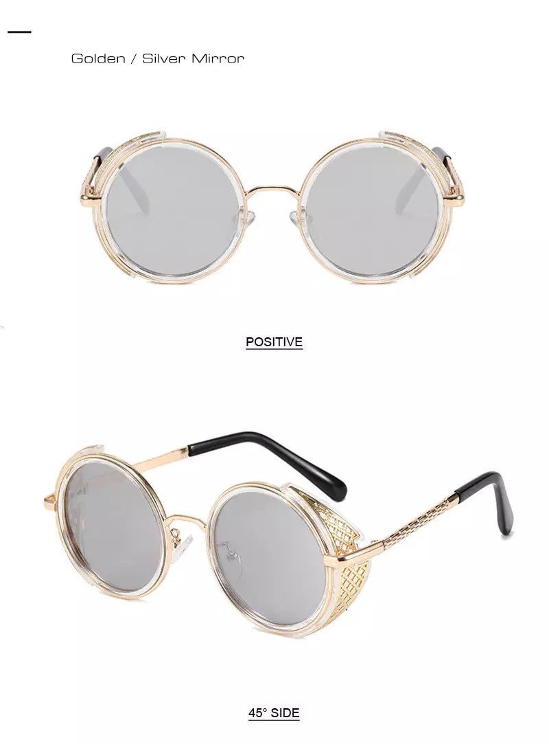 New Retro Round Steampunk Sunglasses |Women Men| Vintage Punk Shades UV400