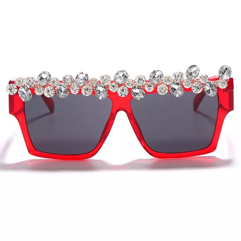 Oversized Square Diamond Sunglasses |Women Men|Luxury Brand Fashion |Rhinestone Sunglasses| One Piece Punk Shades Glasses
