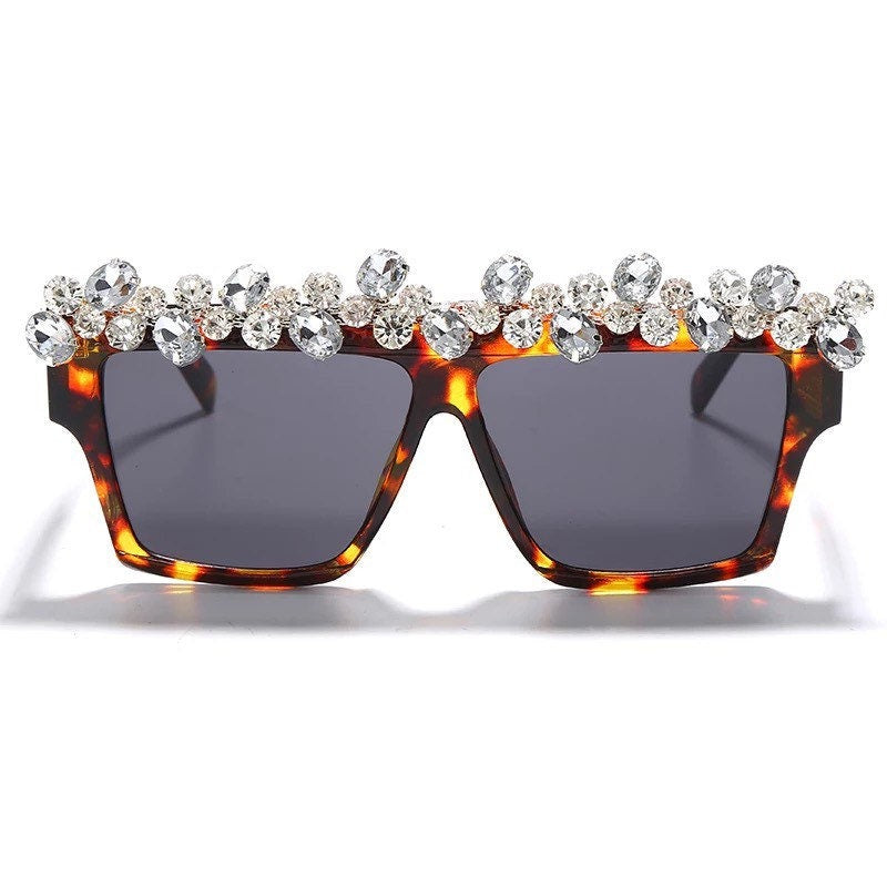 Oversized Square Diamond Sunglasses |Women Men|Luxury Brand Fashion |Rhinestone Sunglasses| One Piece Punk Shades Glasses