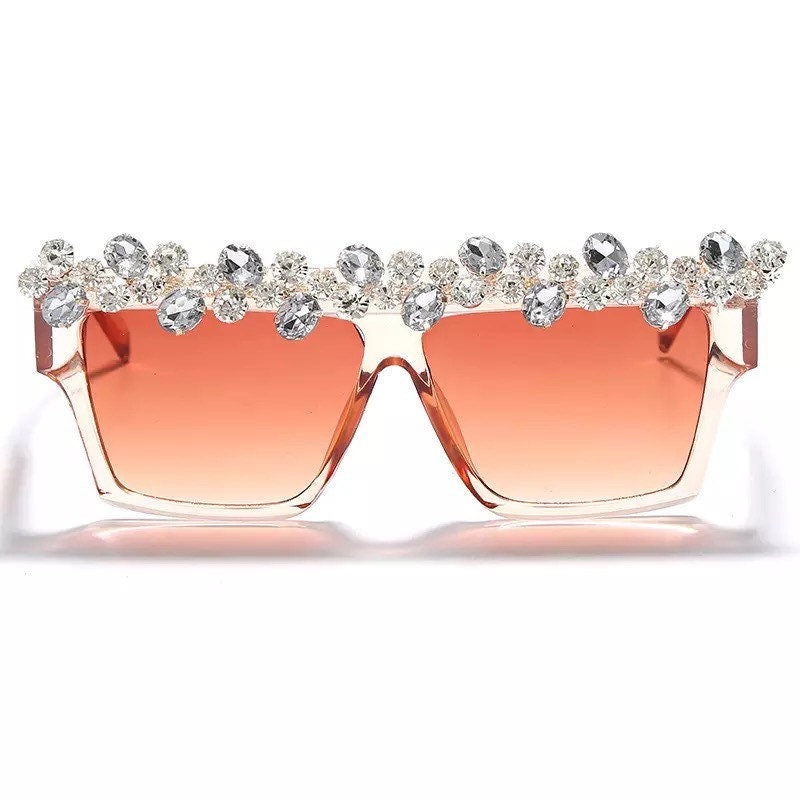 Oversized Square Diamond Sunglasses |Women Men|Luxury Brand Fashion |Rhinestone Sunglasses| One Piece Punk Shades Glasses