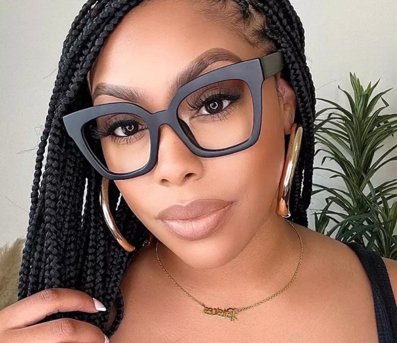 Vintage Square Eyeglasses Frame| For Women Men| Fashion Computer Anti Blue Light Glasses |Cat Eye Transparent Lens Fake Glasses