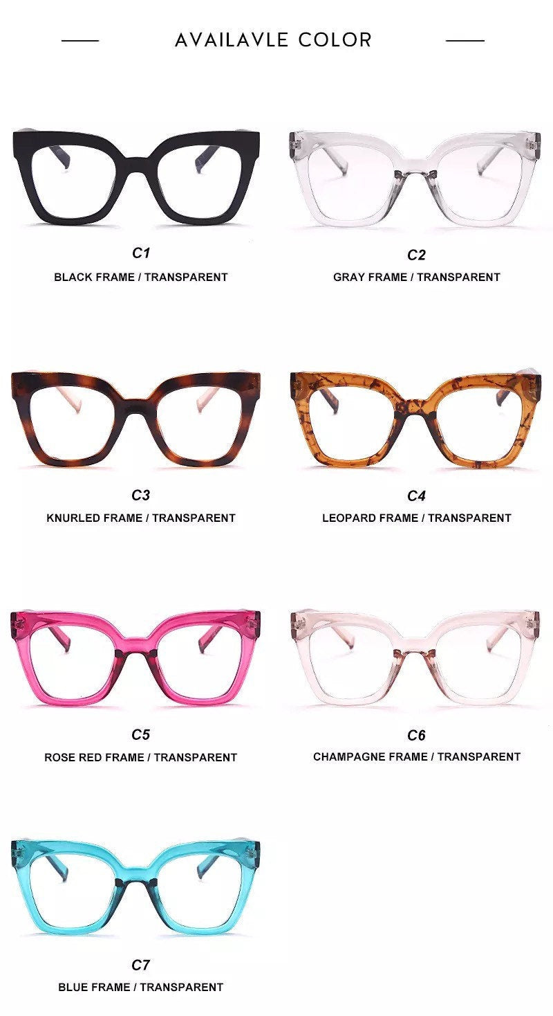 Vintage Square Eyeglasses Frame| For Women Men| Fashion Computer Anti Blue Light Glasses |Cat Eye Transparent Lens Fake Glasses