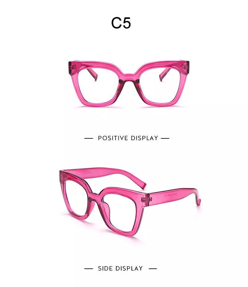 Vintage Square Eyeglasses Frame| For Women Men| Fashion Computer Anti Blue Light Glasses |Cat Eye Transparent Lens Fake Glasses