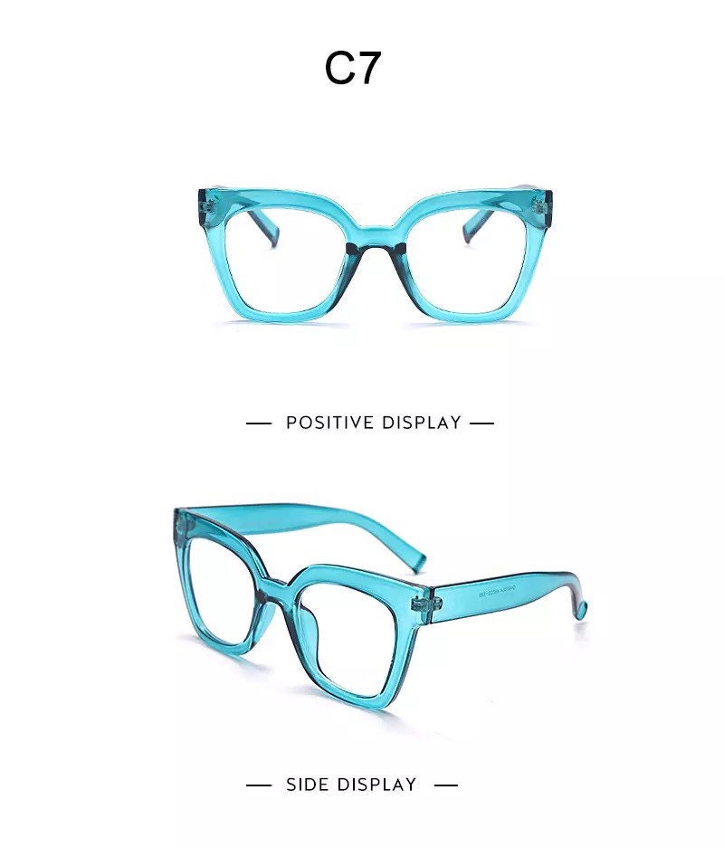 Vintage Square Eyeglasses Frame| For Women Men| Fashion Computer Anti Blue Light Glasses |Cat Eye Transparent Lens Fake Glasses