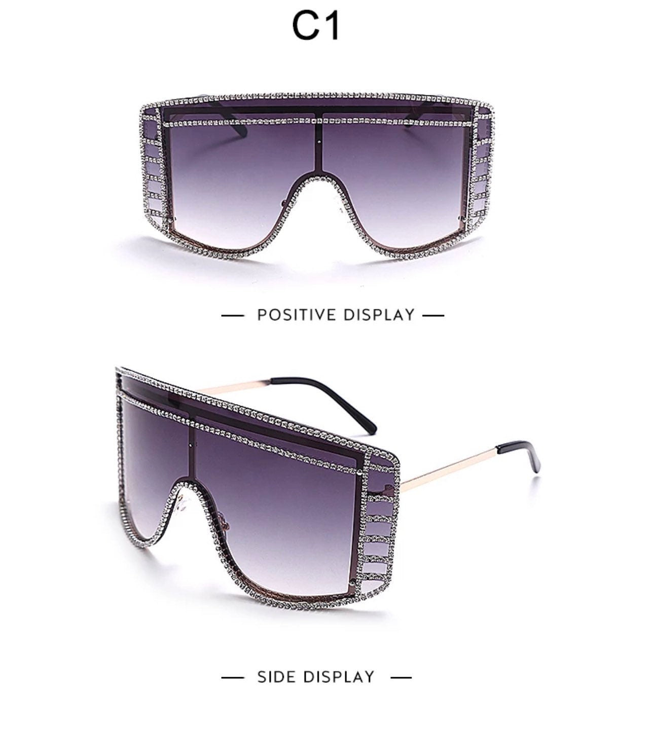 Oversized Crystal Sunglasses |Women Men|Square Sunglasses |Bling Diamond Sunglasses Luxury Fashion Shade Uv400