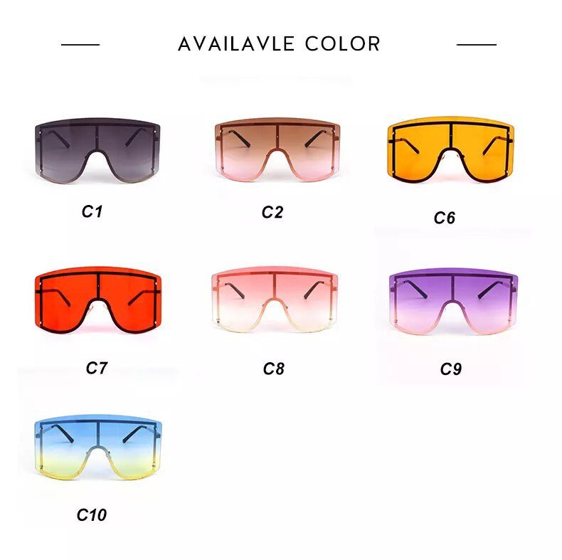 Oversized Women Blue Yellow Gradient Sunglasses |Fashion Rimless Metal Female Shades |Luxury Brand Designer Personality Eyewear