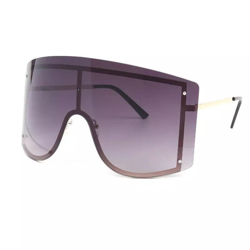 Oversized Women Blue Yellow Gradient Sunglasses |Fashion Rimless Metal Female Shades |Luxury Brand Designer Personality Eyewear