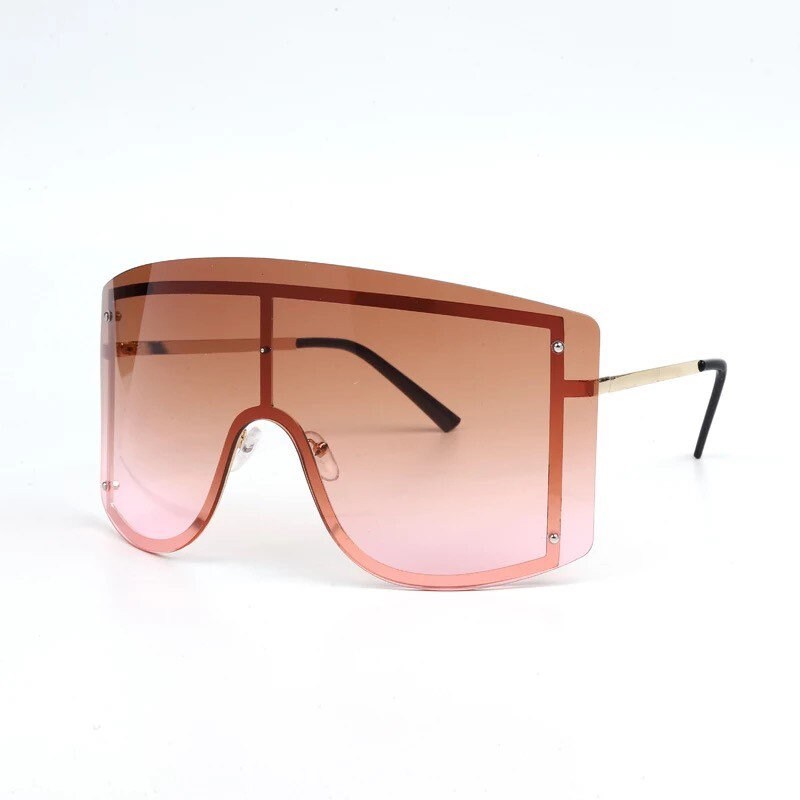 Oversized Women Blue Yellow Gradient Sunglasses |Fashion Rimless Metal Female Shades |Luxury Brand Designer Personality Eyewear