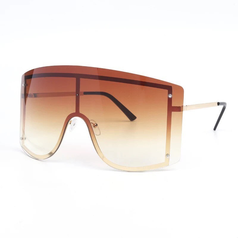 Oversized Women Blue Yellow Gradient Sunglasses |Fashion Rimless Metal Female Shades |Luxury Brand Designer Personality Eyewear