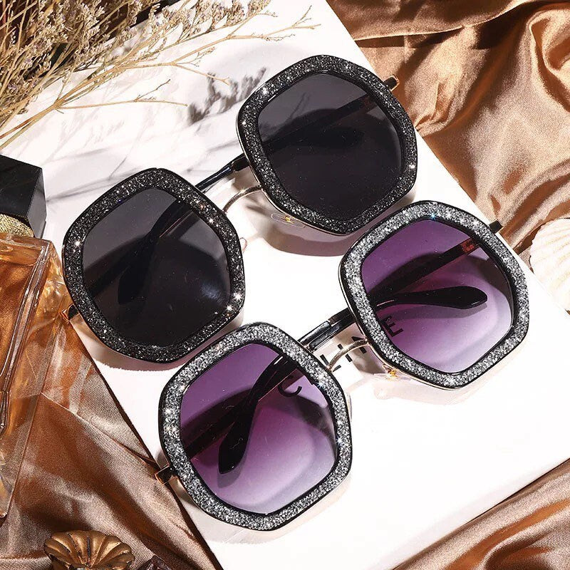 2022 Oversized Sunglasses |Women Men |Luxury Diamond Shiny Crystal Sun Glasses | UV400 Shades Eyewear Hipster Necessary