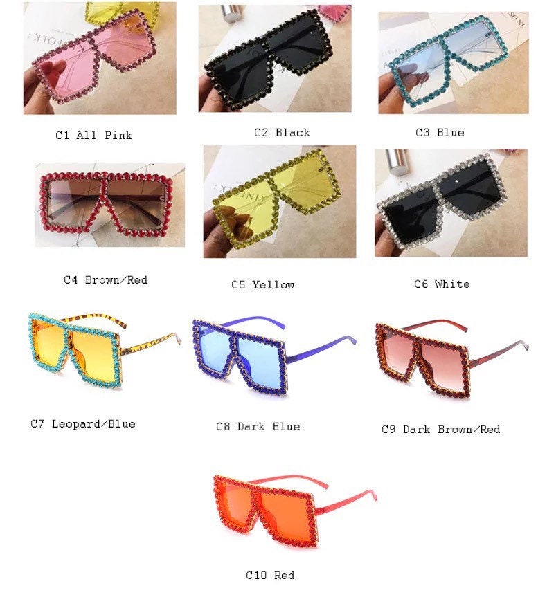 Oversized Crystal Sunglasses|Women Men| Square sunglasses |Bling Rhinestone Sun glasses|Luxury Fashion Shade UV 400