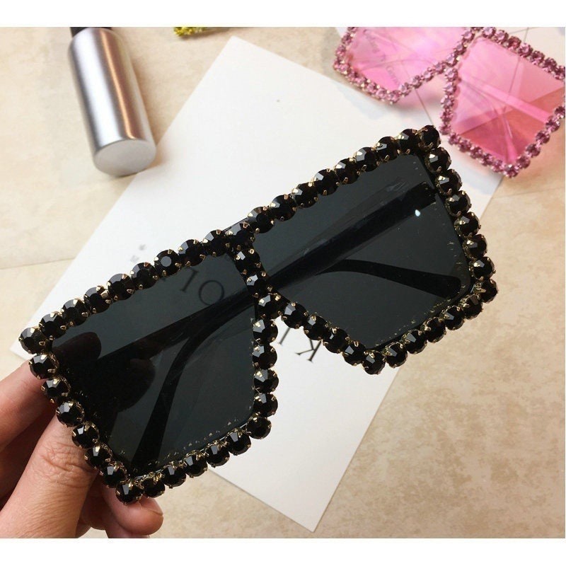 Oversized Crystal Sunglasses|Women Men| Square sunglasses |Bling Rhinestone Sun glasses|Luxury Fashion Shade UV 400