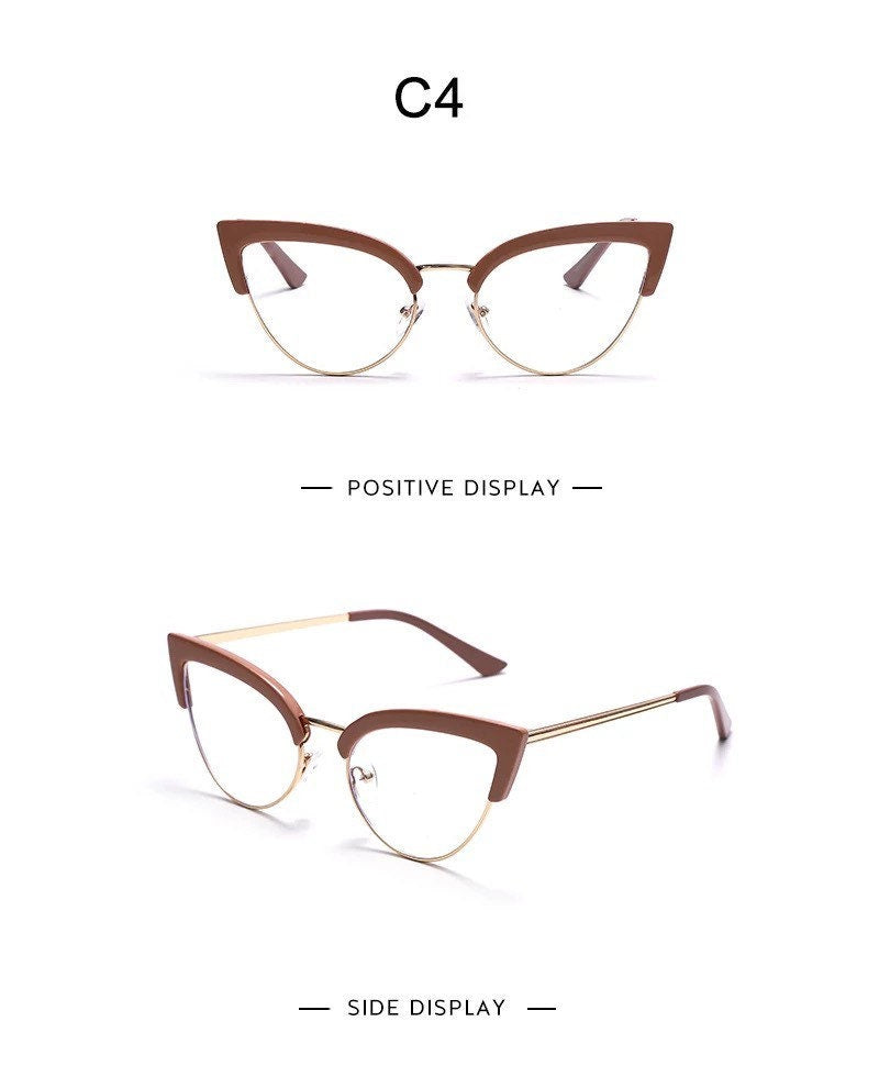 Cat Eye Computer Glasses |Women Men| Anti Blue Eyebrow Design |Eyewear Blue Light Blocking Glasses |Optical Spectacle Eyeglass