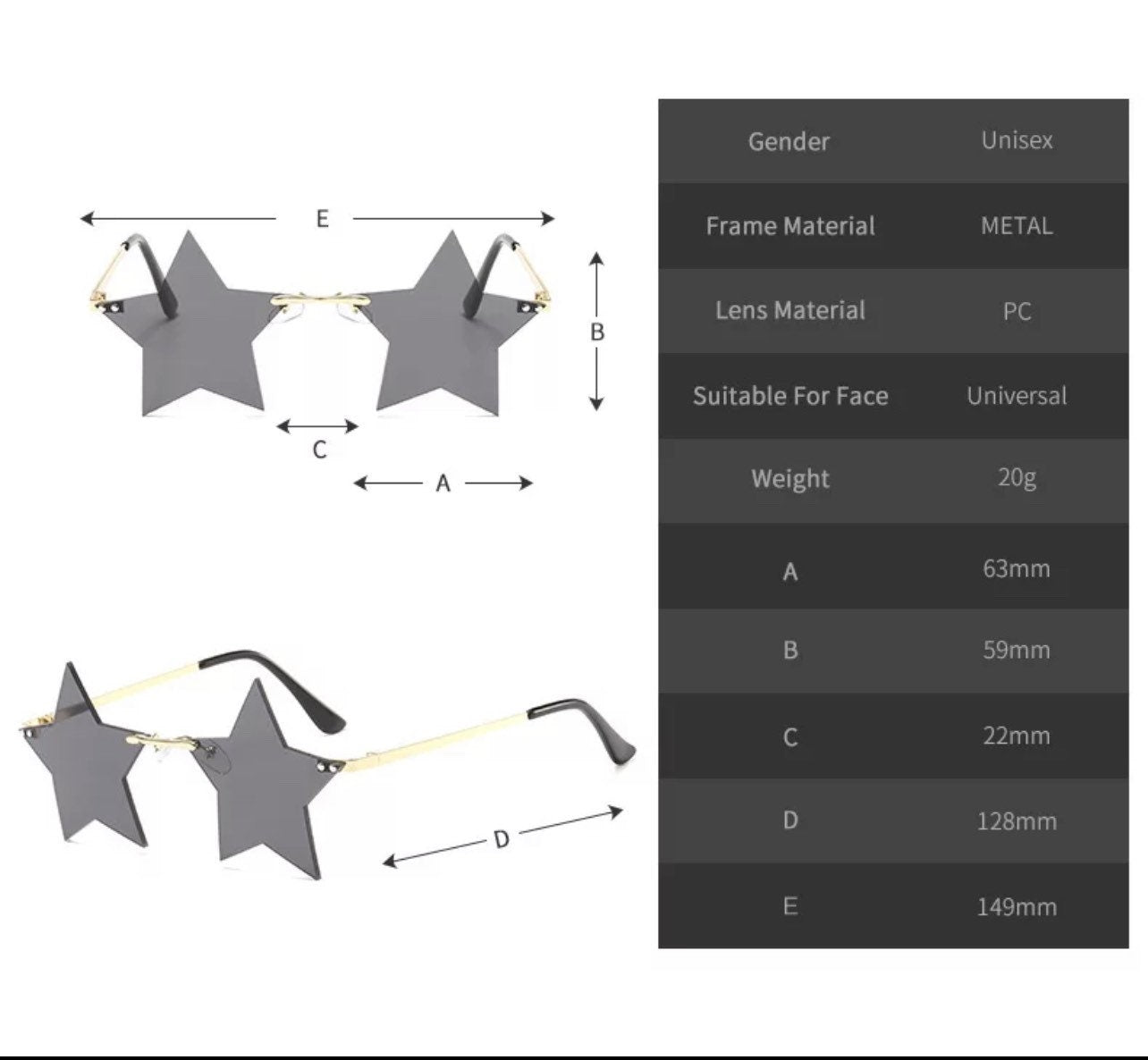 Unique Rimless Pentagram Sunglasses|Women Men|Summer Fashion Five-pointed Star Shades UV400|Eyeglasses new model