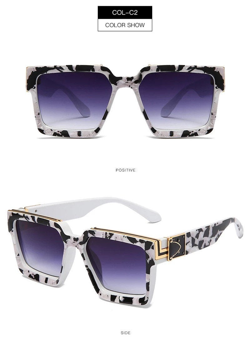 Retro Square Sunglasses|Women Men|Gradient Mirror Eyewear Brand Designer |Fashion Shades UV400 Sun Glasses