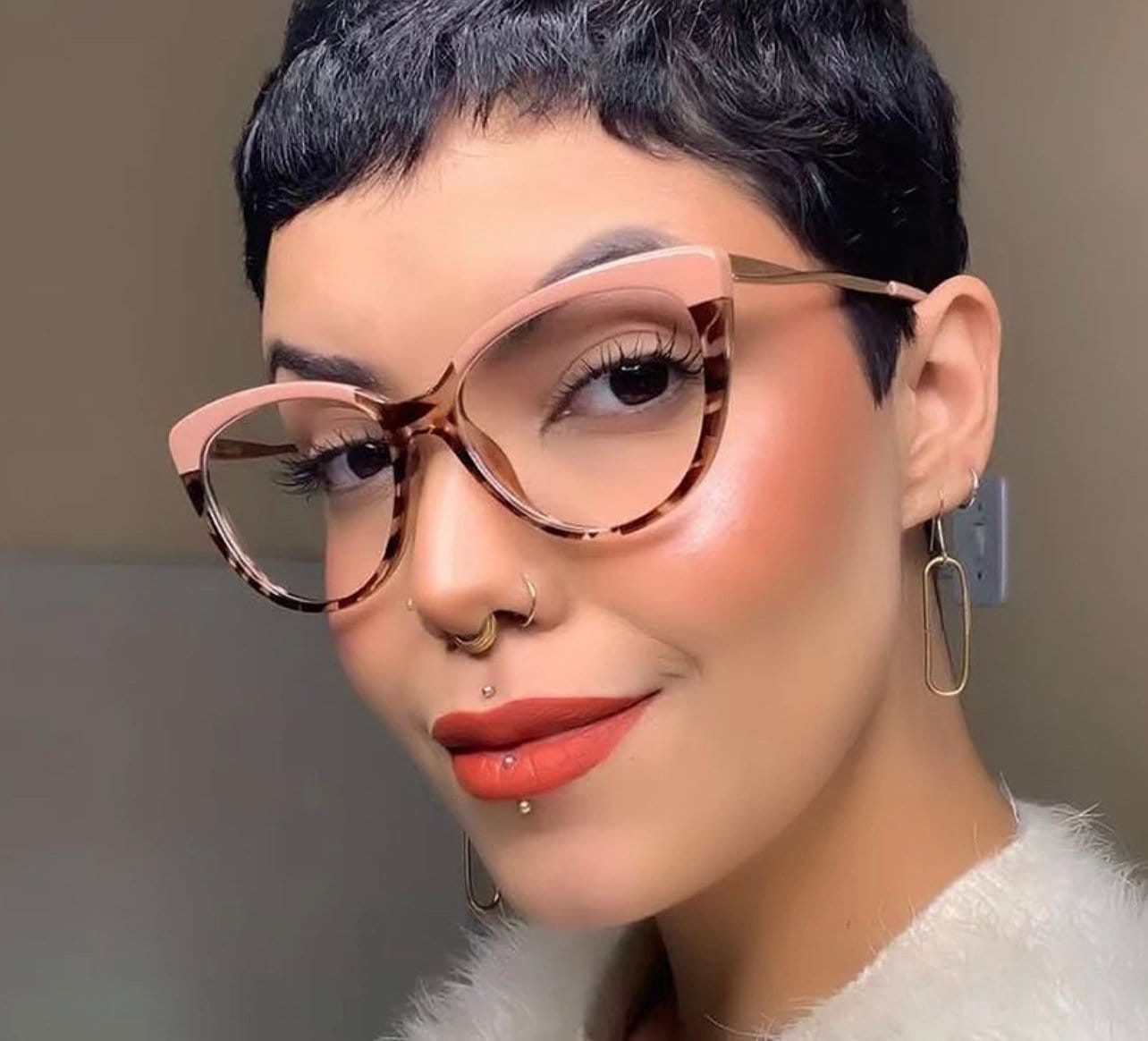 New Fashion Vintage Cat Eye Frame Glasses |Women Men|Alloy Round Clear Print Leopard Eyeglasses |Female Sexy Glasses Ornament