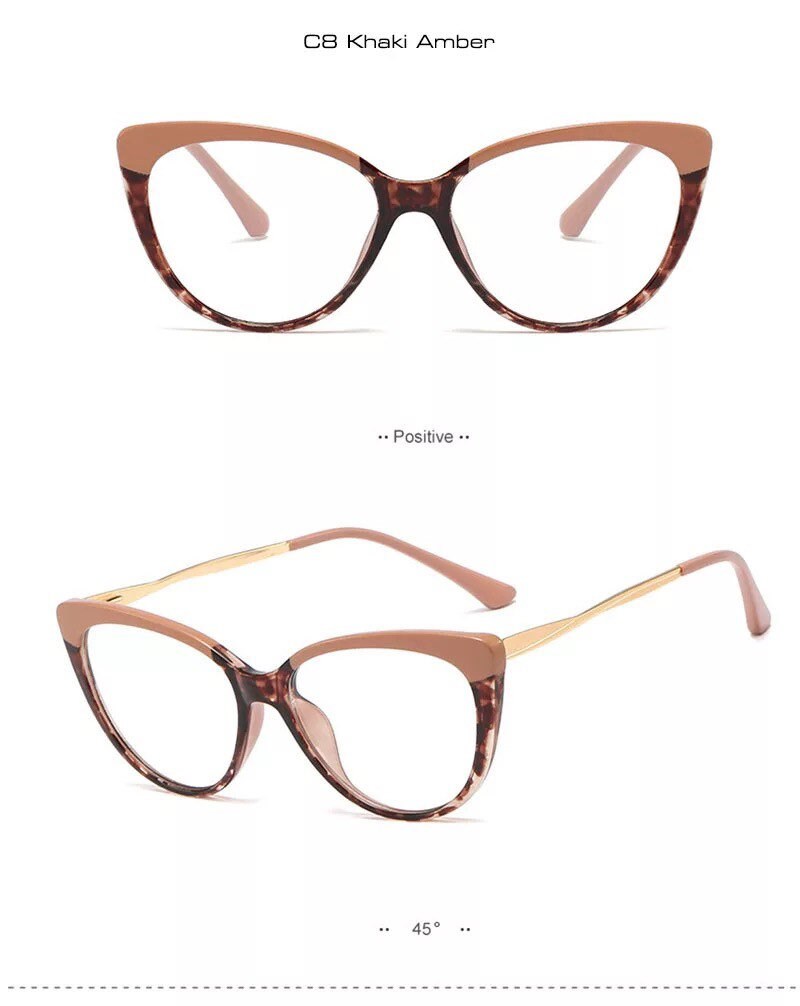 New Fashion Vintage Cat Eye Frame Glasses |Women Men|Alloy Round Clear Print Leopard Eyeglasses |Female Sexy Glasses Ornament