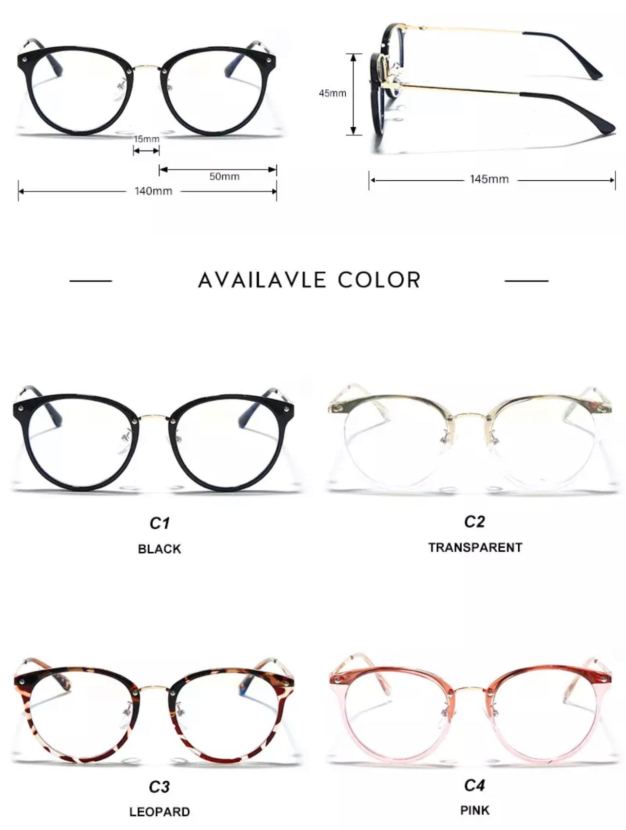 Retro Anti Blue Ray Computer Glasses |Women Men|Round Eye Glass |Blue Light Blocking |Fashion Eyewear Optical Frames