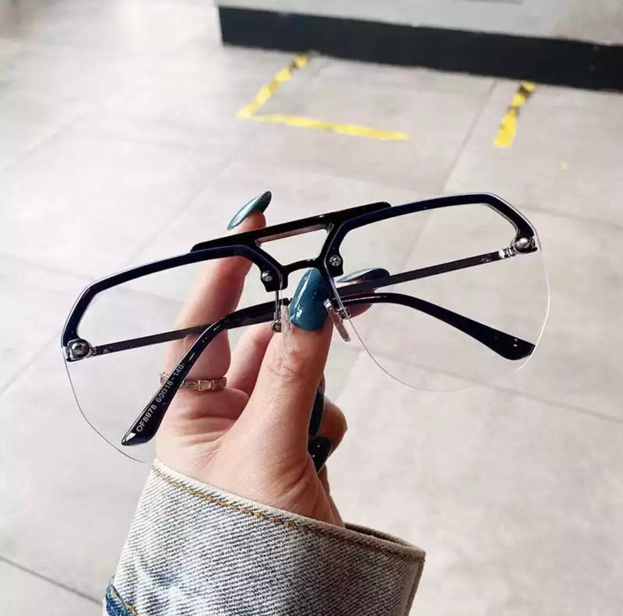Fashion Half Frames Oversized |Women Men|Square Sunglasses Trending|Anti-Blue Computer Glasses UV400|Summer glasses