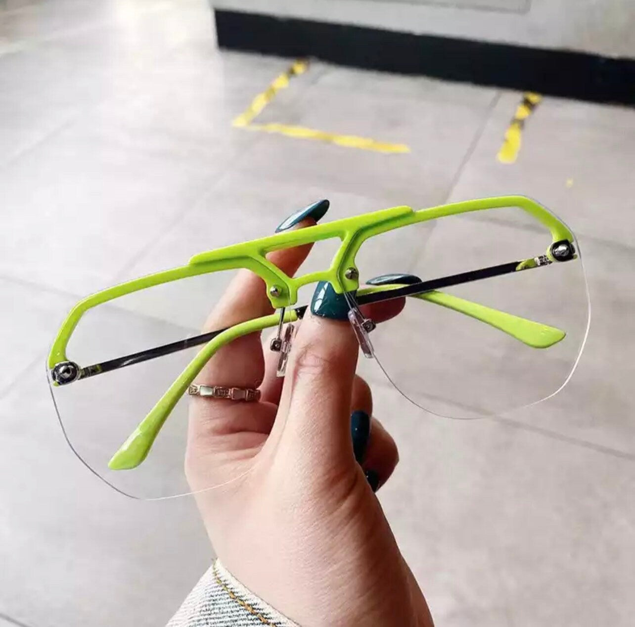 Fashion Half Frames Oversized |Women Men|Square Sunglasses Trending|Anti-Blue Computer Glasses UV400|Summer glasses