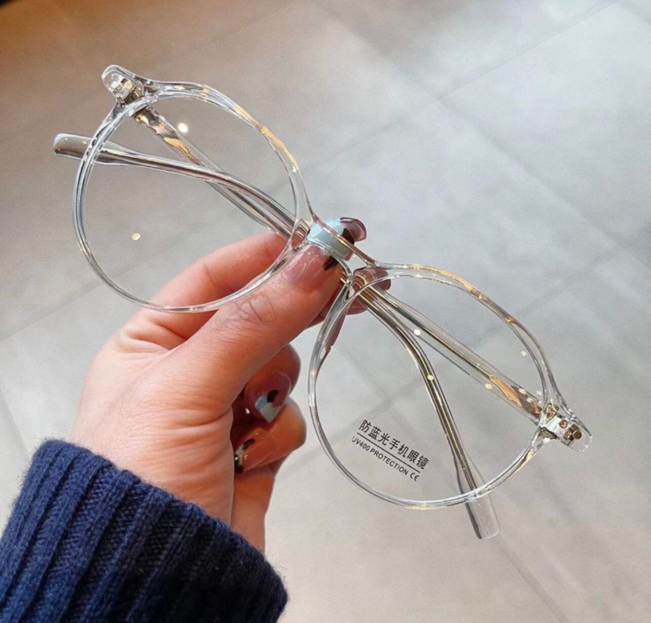Fashion TR90 Round Glasses Frame|Women Men| Retro Rivets Decoration|Clear Anti-blue Light Eyewear|Optical Frames