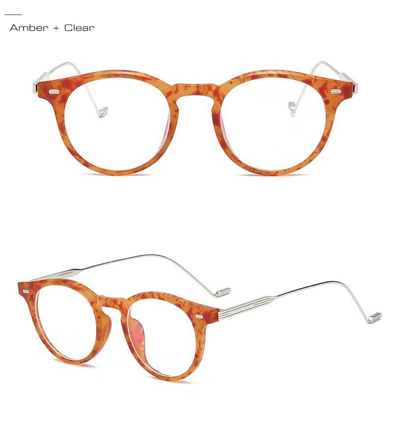 Retro Anti Blue Light Round|Women Men|Glasses Frame Fashion |Spring Hinge Clear Optical Eyewear| Leopard Computer Glasses