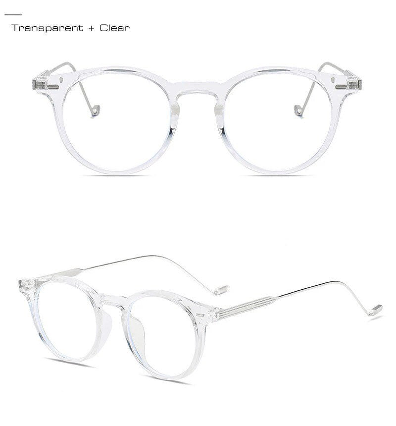 Retro Anti Blue Light Round|Women Men|Glasses Frame Fashion |Spring Hinge Clear Optical Eyewear| Leopard Computer Glasses