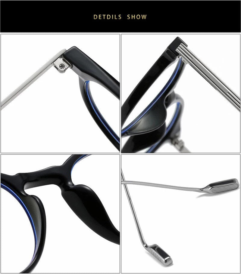 Retro Anti Blue Light Round|Women Men|Glasses Frame Fashion |Spring Hinge Clear Optical Eyewear| Leopard Computer Glasses
