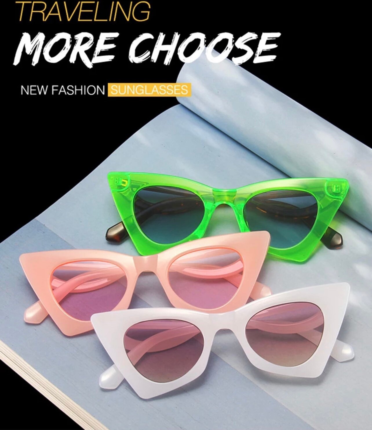 Fashion Colorful Cat Eye Sunglasses|Women Men|Gradient Shades UV400 Retro Summer Sun Glasses|Eyeglasses frames