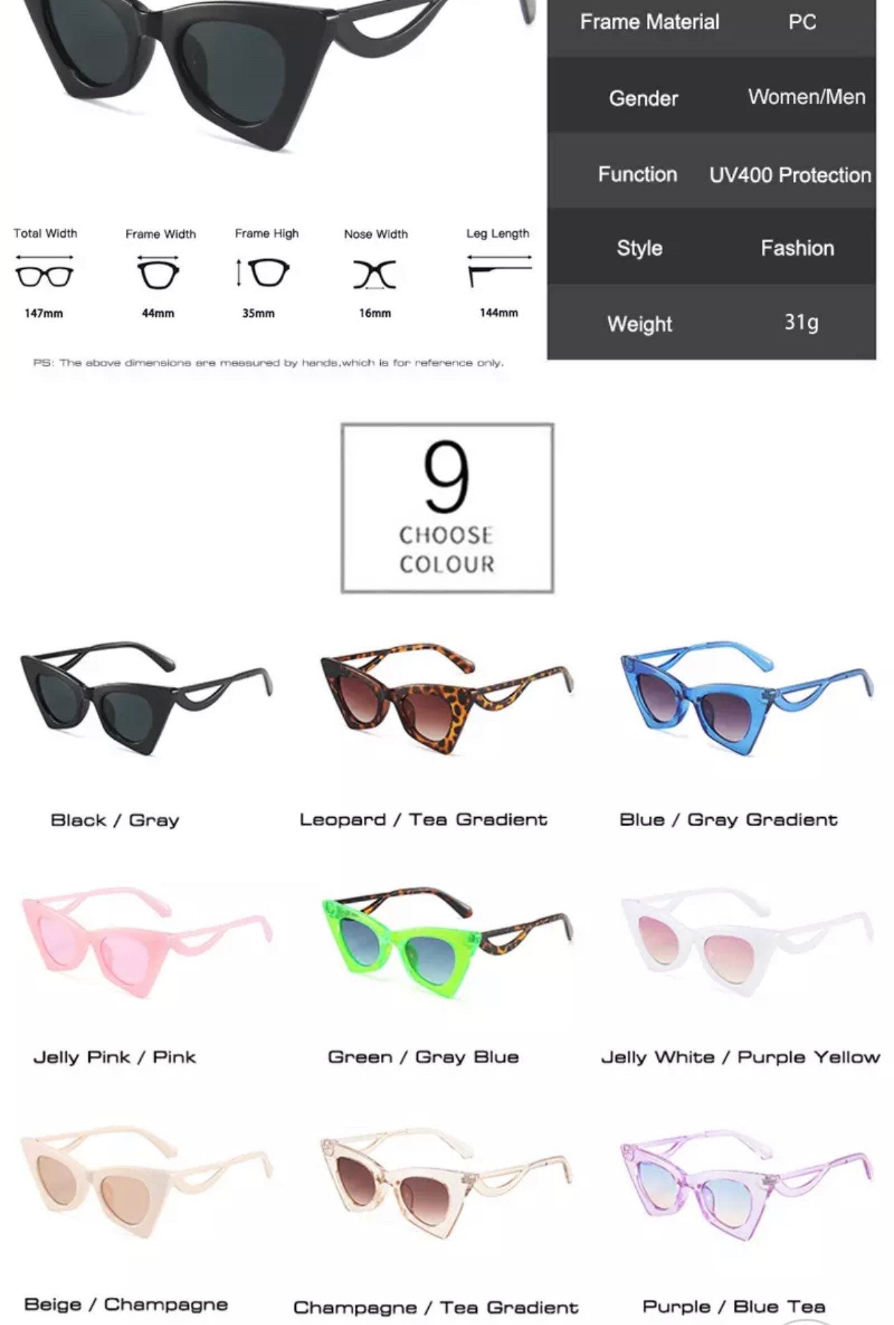 Fashion Colorful Cat Eye Sunglasses|Women Men|Gradient Shades UV400 Retro Summer Sun Glasses|Eyeglasses frames